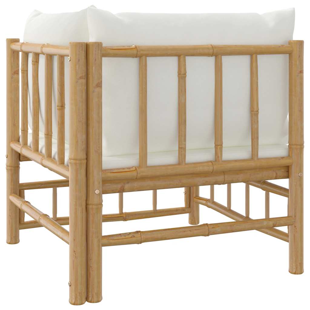vidaXL Canapé d'angle de jardin avec coussins blanc crème Bambou