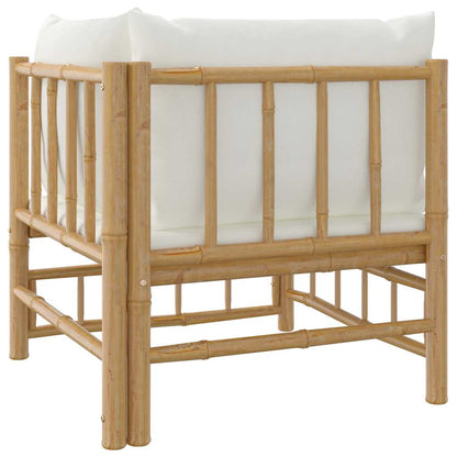 vidaXL Canapé d'angle de jardin avec coussins blanc crème Bambou