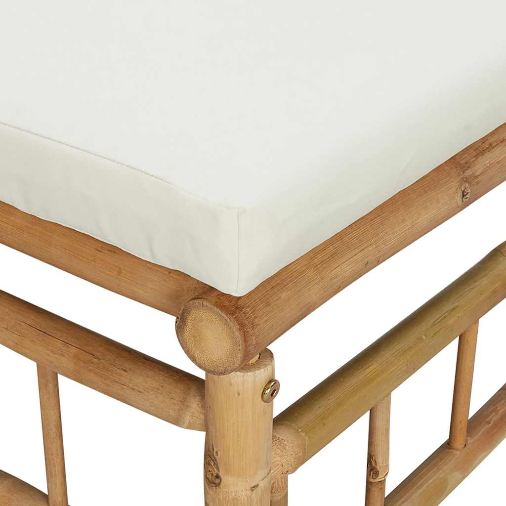 vidaXL Canapé d'angle de jardin avec coussins blanc crème Bambou