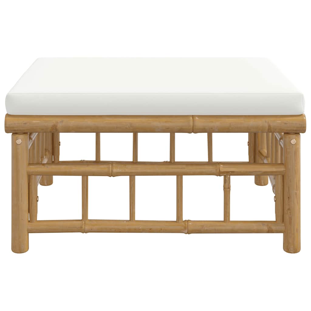 vidaXL Tabouret de jardin en bambou avec coussin crème