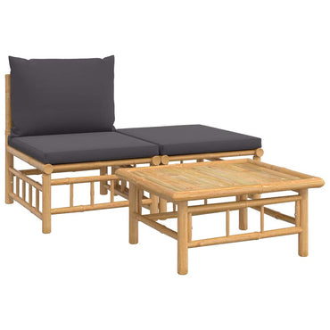 vidaXL Ensemble de jardin 3 pièces avec coussins gris foncé Bambou