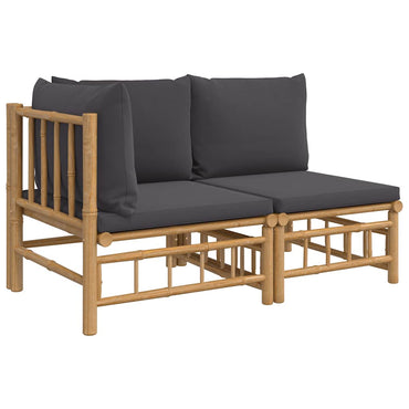 vidaXL Ensemble de jardin 2 pcs avec coussins gris foncé Bambou