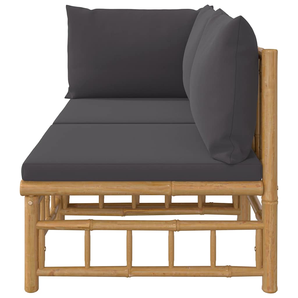 vidaXL 2-tlg. Garten-Lounge-Set mit Dunkelgrauen Kissen Bambus