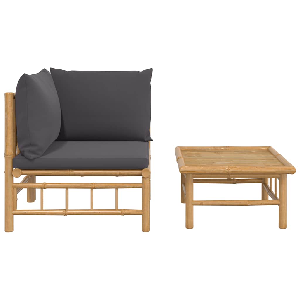 vidaXL Ensemble de jardin 2 pcs avec coussins gris foncé Bambou