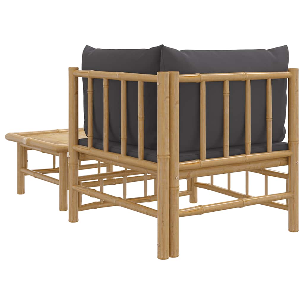 vidaXL Ensemble de jardin 2 pcs avec coussins gris foncé Bambou