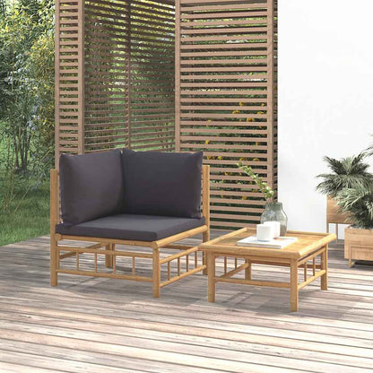 vidaXL Ensemble de jardin 2 pcs avec coussins gris foncé Bambou