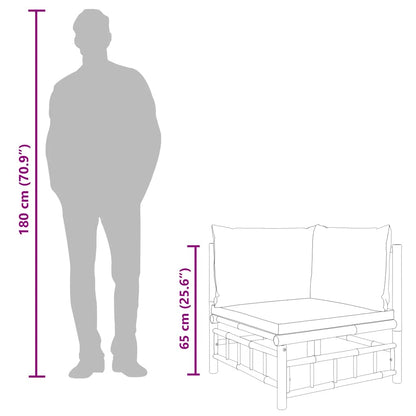 Garten-Ecksofa mit Dunkelgrauen Kissen Bambus