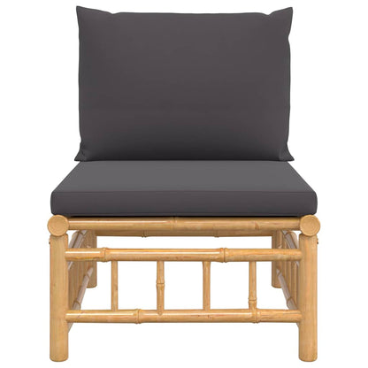 vidaXL Garten-Mittelsofa mit Dunkelgrauen Kissen Bambus