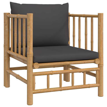 vidaXL Fauteuil de jardin avec coussins gris foncé Bambou