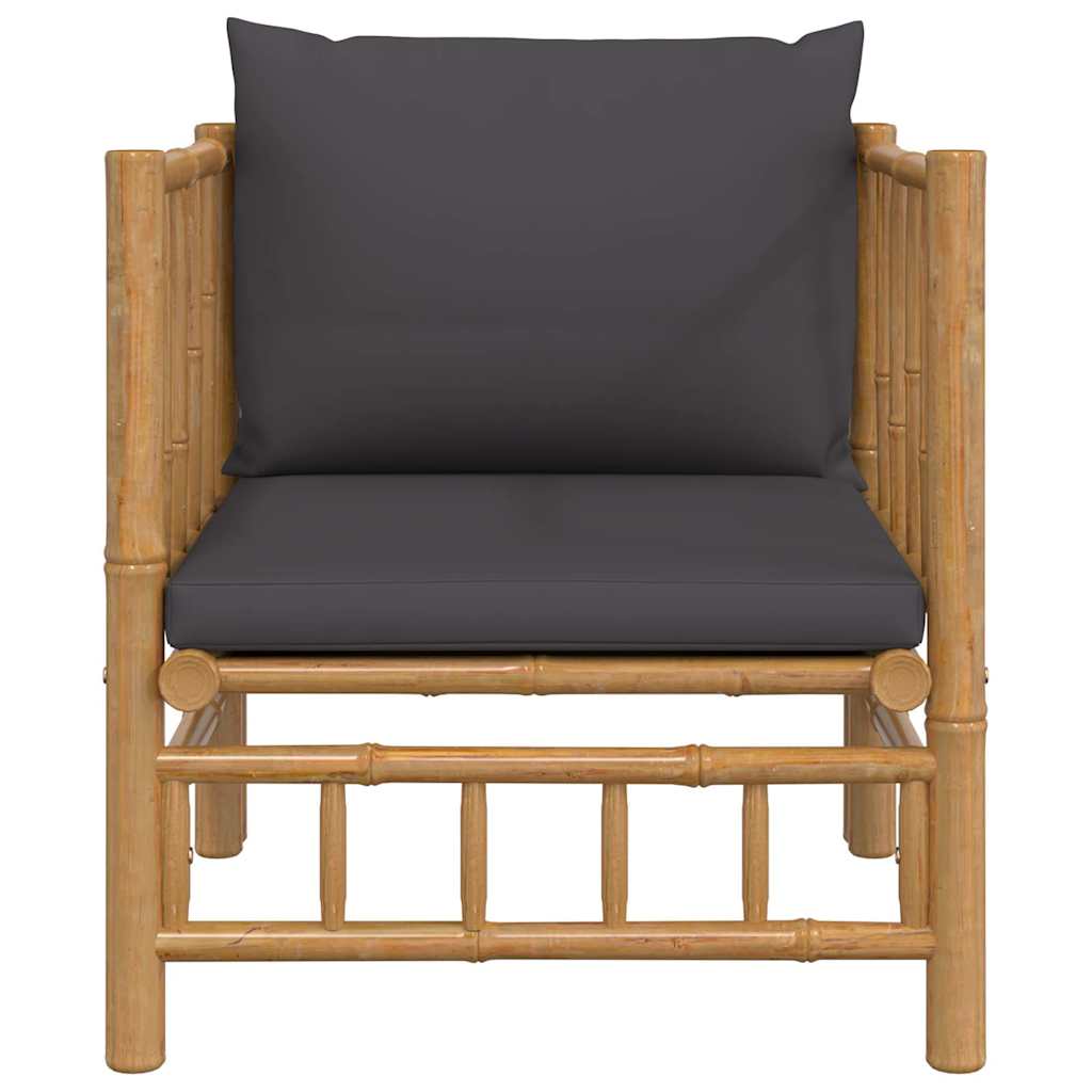 vidaXL Fauteuil de jardin avec coussins gris foncé Bambou