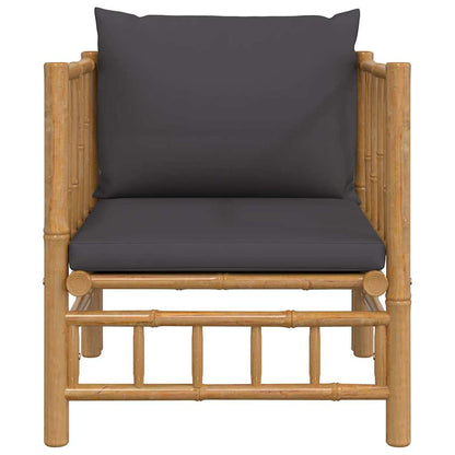 vidaXL Fauteuil de jardin avec coussins gris foncé Bambou