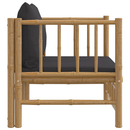 vidaXL Fauteuil de jardin avec coussins gris foncé Bambou