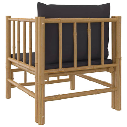 vidaXL Fauteuil de jardin avec coussins gris foncé Bambou