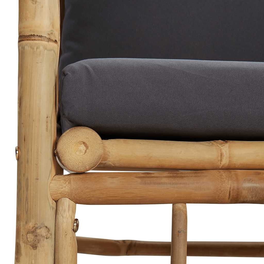 vidaXL Fauteuil de jardin avec coussins gris foncé Bambou