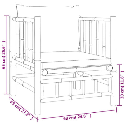 vidaXL Fauteuil de jardin avec coussins gris foncé Bambou