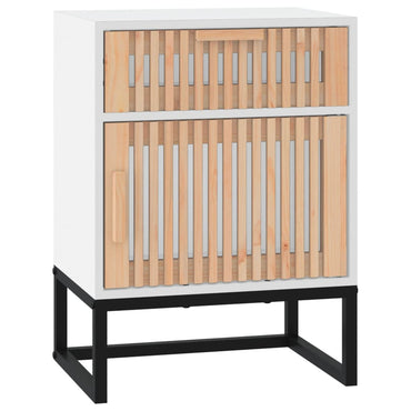 vidaXL Table de chevet blanche 40x30x55,5 cm Bois d'ingénierie et fer