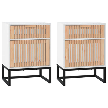 vidaXL Tables de chevet 2 pcs Blanc 40x30x55,5 cm Bois d'ingénierie et fer