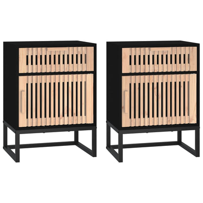 vidaXL Tables de chevet 2 pcs Noir 40x30x55,5 cm Bois d'ingénierie et fer