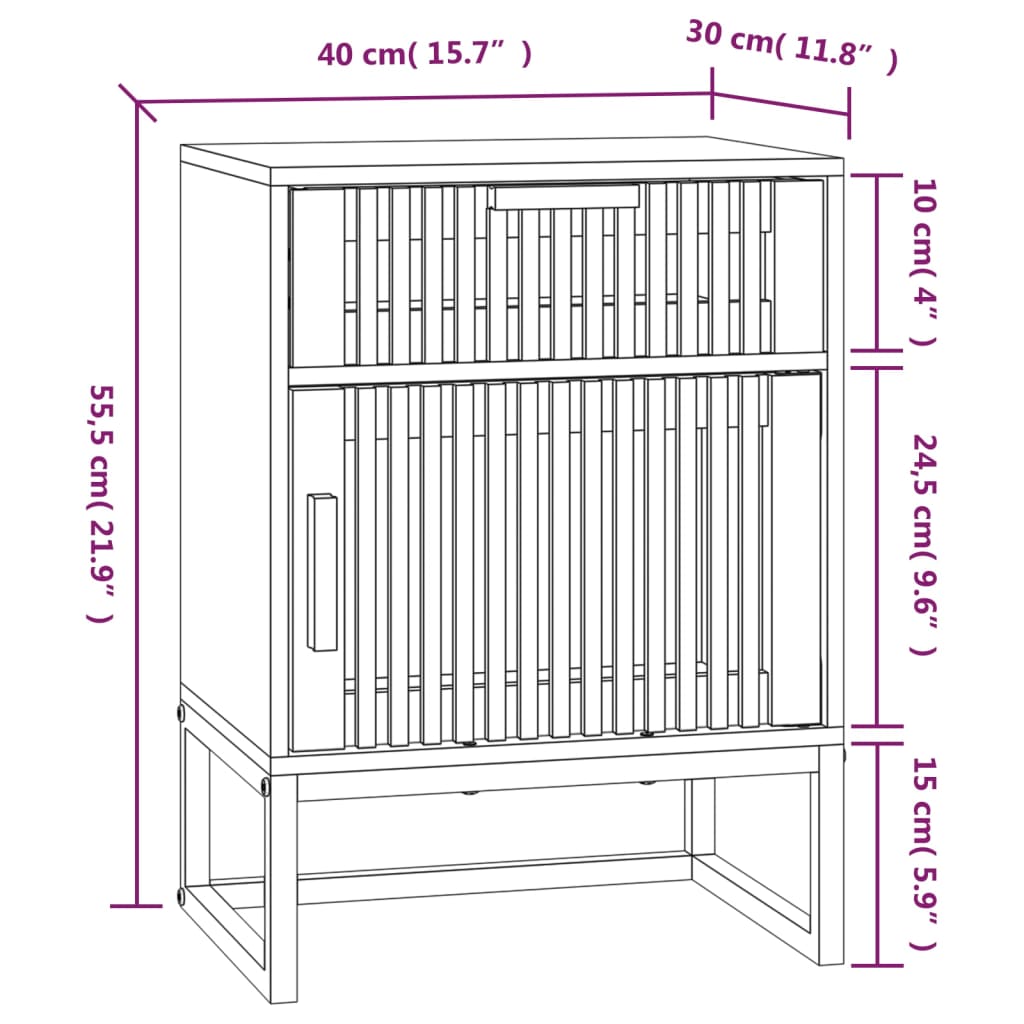 vidaXL Tables de chevet 2 pcs Noir 40x30x55,5 cm Bois d'ingénierie et fer