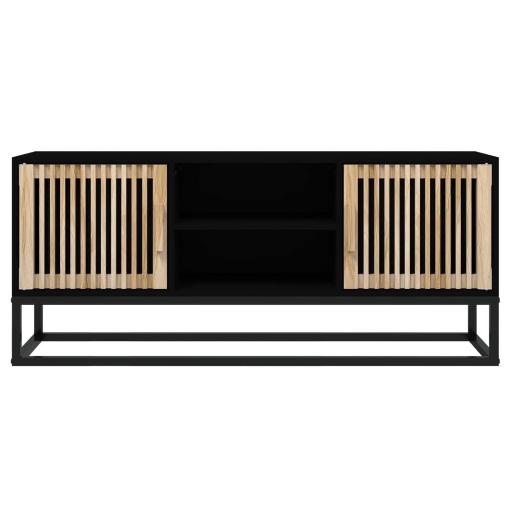 vidaXL Meuble TV Noir 105x30x45 cm Bois d'ingénierie et fer