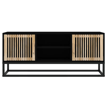 vidaXL Meuble TV Noir 105x30x45 cm Bois d'ingénierie et fer