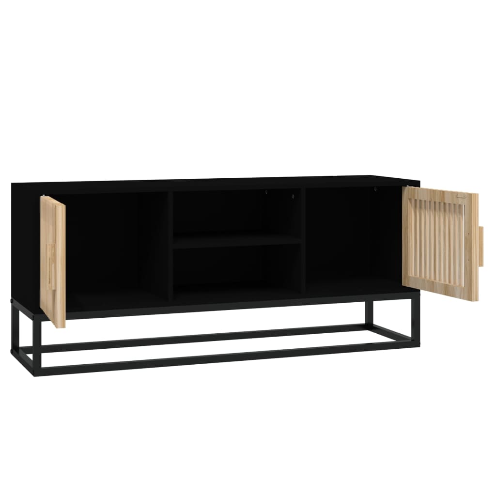 vidaXL Meuble TV Noir 105x30x45 cm Bois d'ingénierie et fer