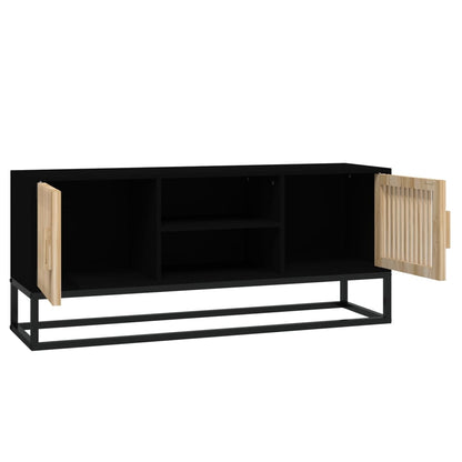 vidaXL Meuble TV Noir 105x30x45 cm Bois d'ingénierie et fer