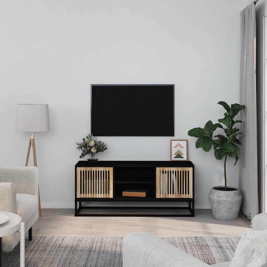 vidaXL Meuble TV Noir 105x30x45 cm Bois d'ingénierie et fer