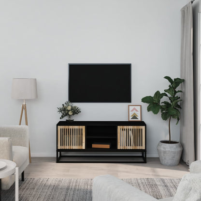 vidaXL Meuble TV Noir 105x30x45 cm Bois d'ingénierie et fer