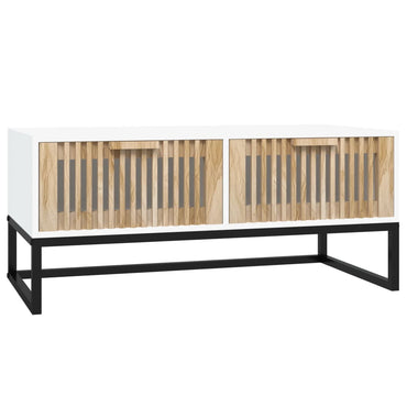 vidaXL Table basse blanche 80x40x35 cm en bois d'ingénierie et fer