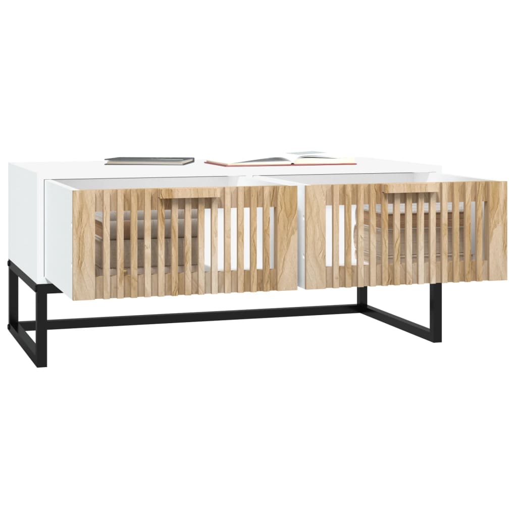 vidaXL Table basse blanche 80x40x35 cm en bois d'ingénierie et fer