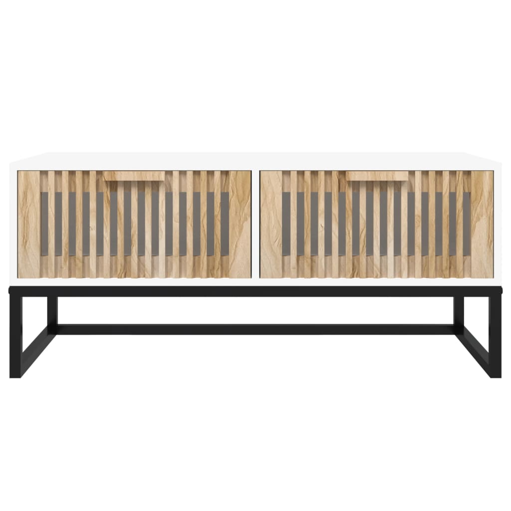 vidaXL Table basse blanche 80x40x35 cm en bois d'ingénierie et fer