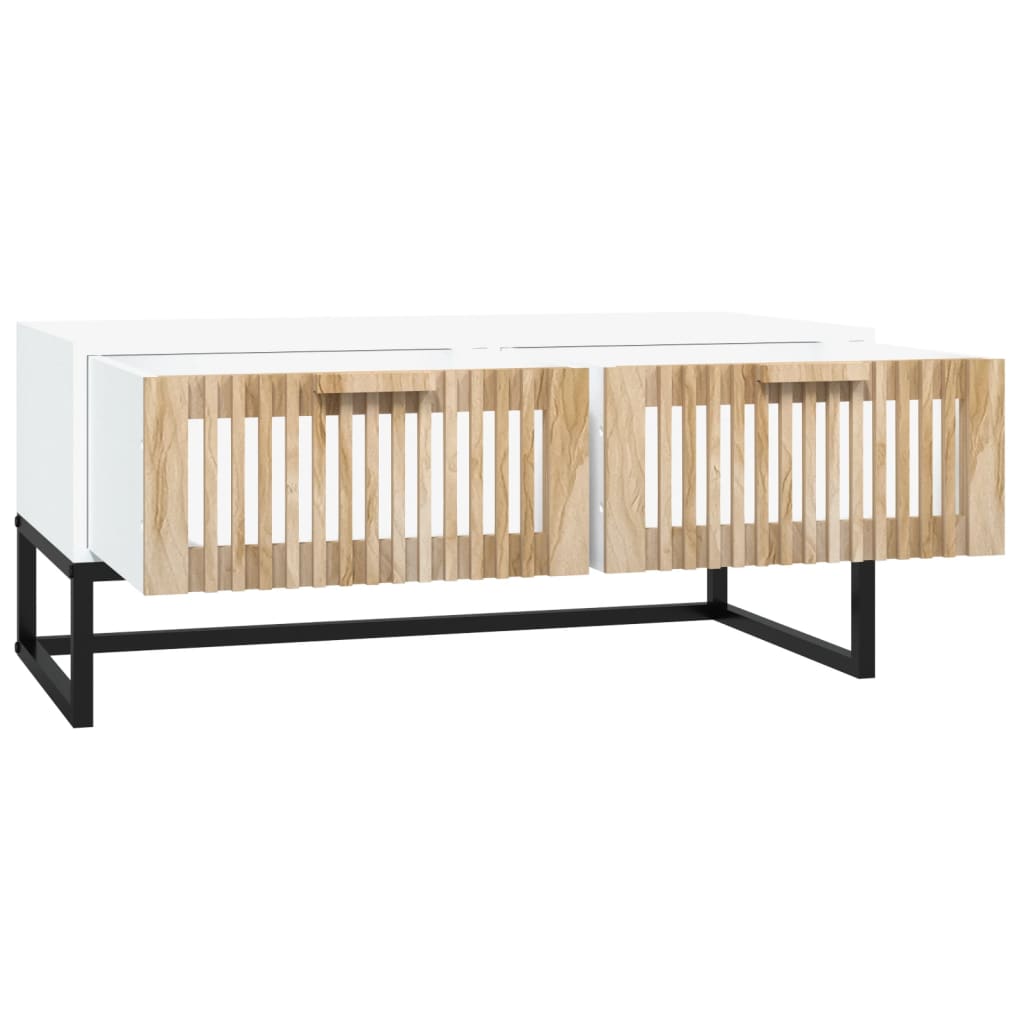vidaXL Table basse blanche 80x40x35 cm en bois d'ingénierie et fer