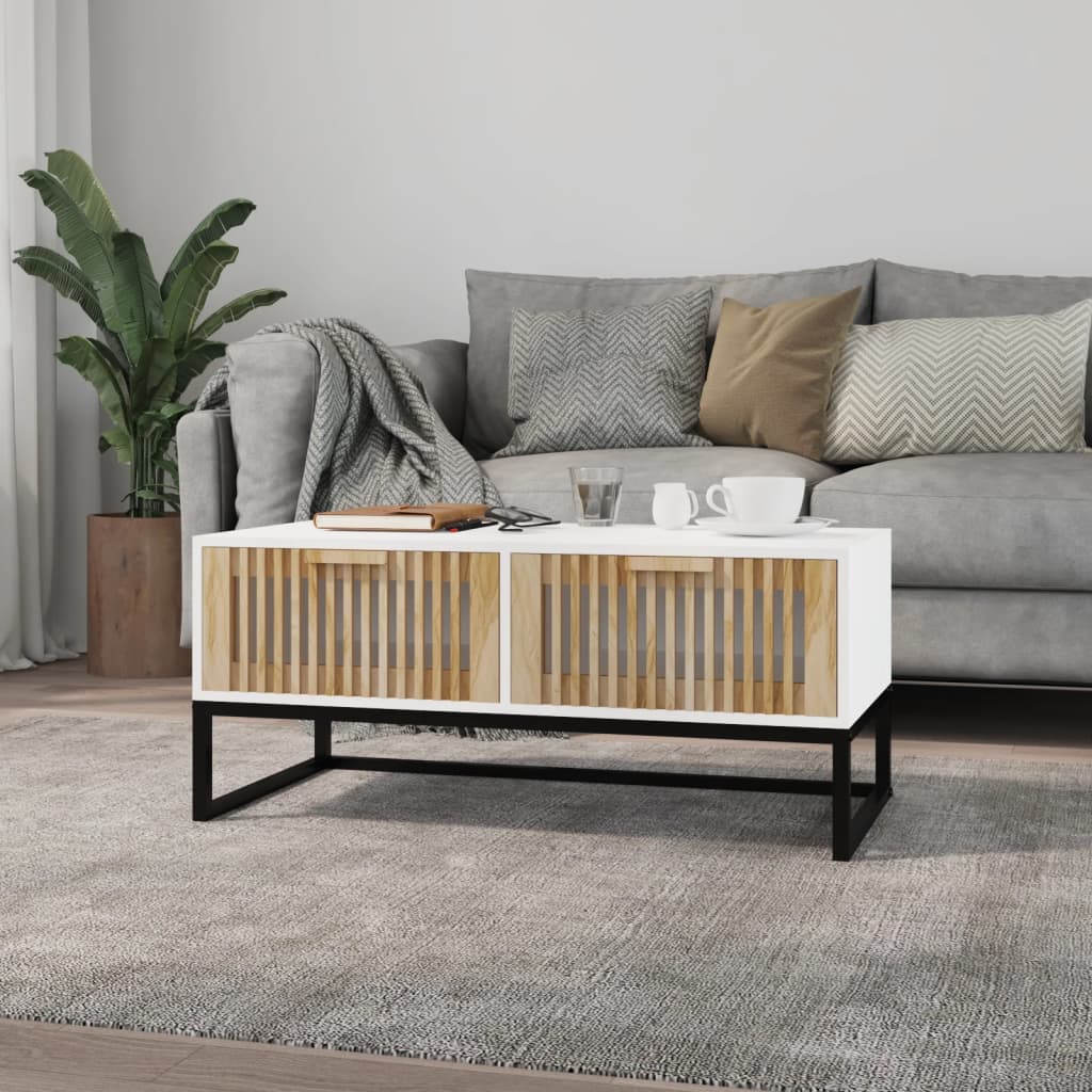 vidaXL Table basse blanche 80x40x35 cm en bois d'ingénierie et fer
