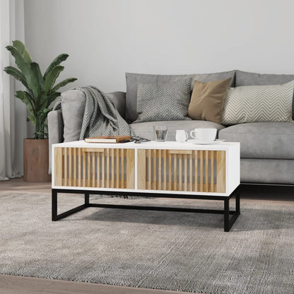 vidaXL Table basse blanche 80x40x35 cm en bois d'ingénierie et fer