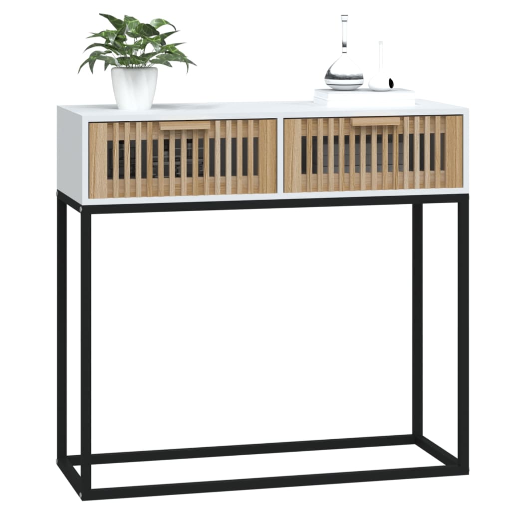vidaXL Console Blanche 80x30x75 cm Bois d'ingénierie et Fer