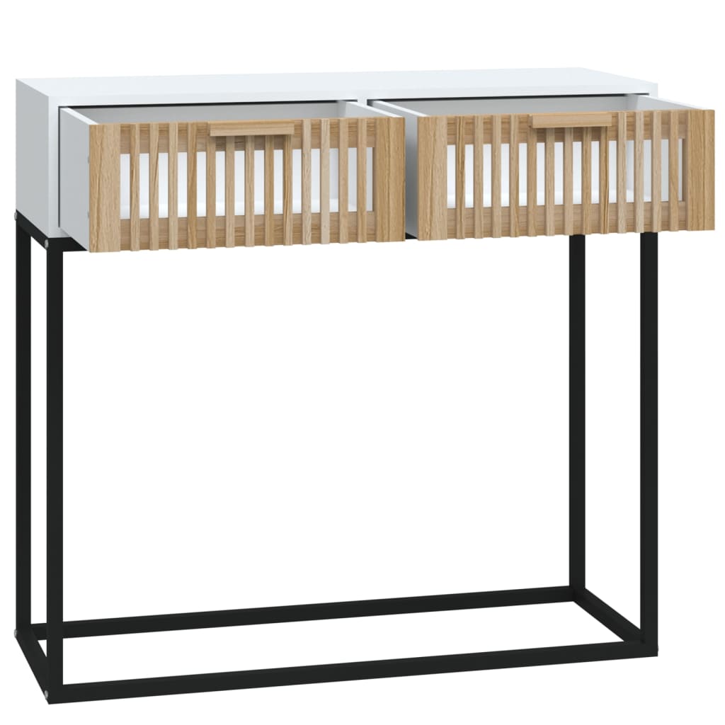 vidaXL Console Blanche 80x30x75 cm Bois d'ingénierie et Fer