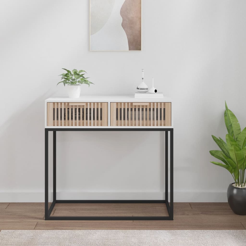 vidaXL Console Blanche 80x30x75 cm Bois d'ingénierie et Fer