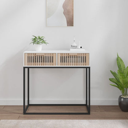 vidaXL Console Blanche 80x30x75 cm Bois d'ingénierie et Fer