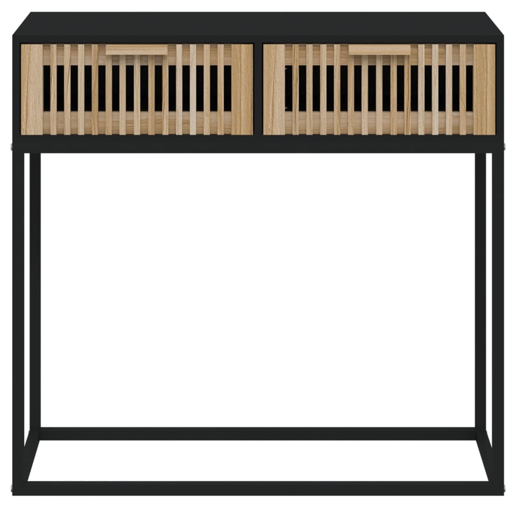 vidaXL Console noire 80x30x75 cm Bois d'ingénierie et fer
