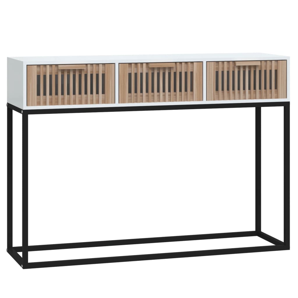 vidaXL Console de table blanche 105x30x75 cm en bois d'ingénierie et fer