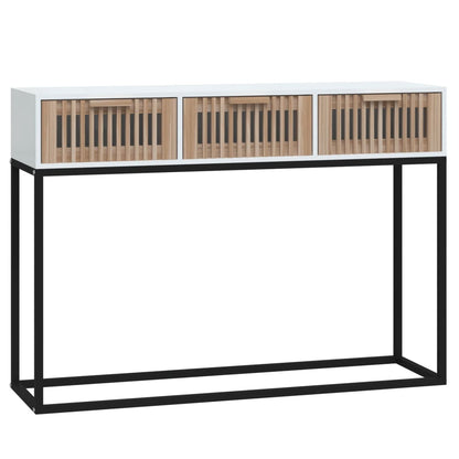 vidaXL Console de table blanche 105x30x75 cm en bois d'ingénierie et fer