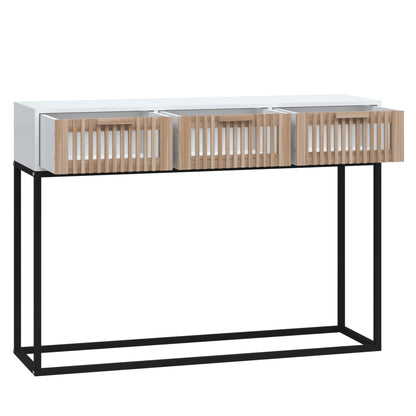 vidaXL Console de table blanche 105x30x75 cm en bois d'ingénierie et fer