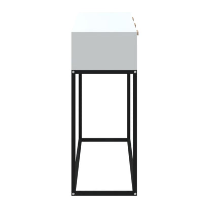 vidaXL Console de table blanche 105x30x75 cm en bois d'ingénierie et fer