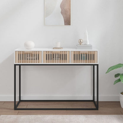 vidaXL Console de table blanche 105x30x75 cm en bois d'ingénierie et fer