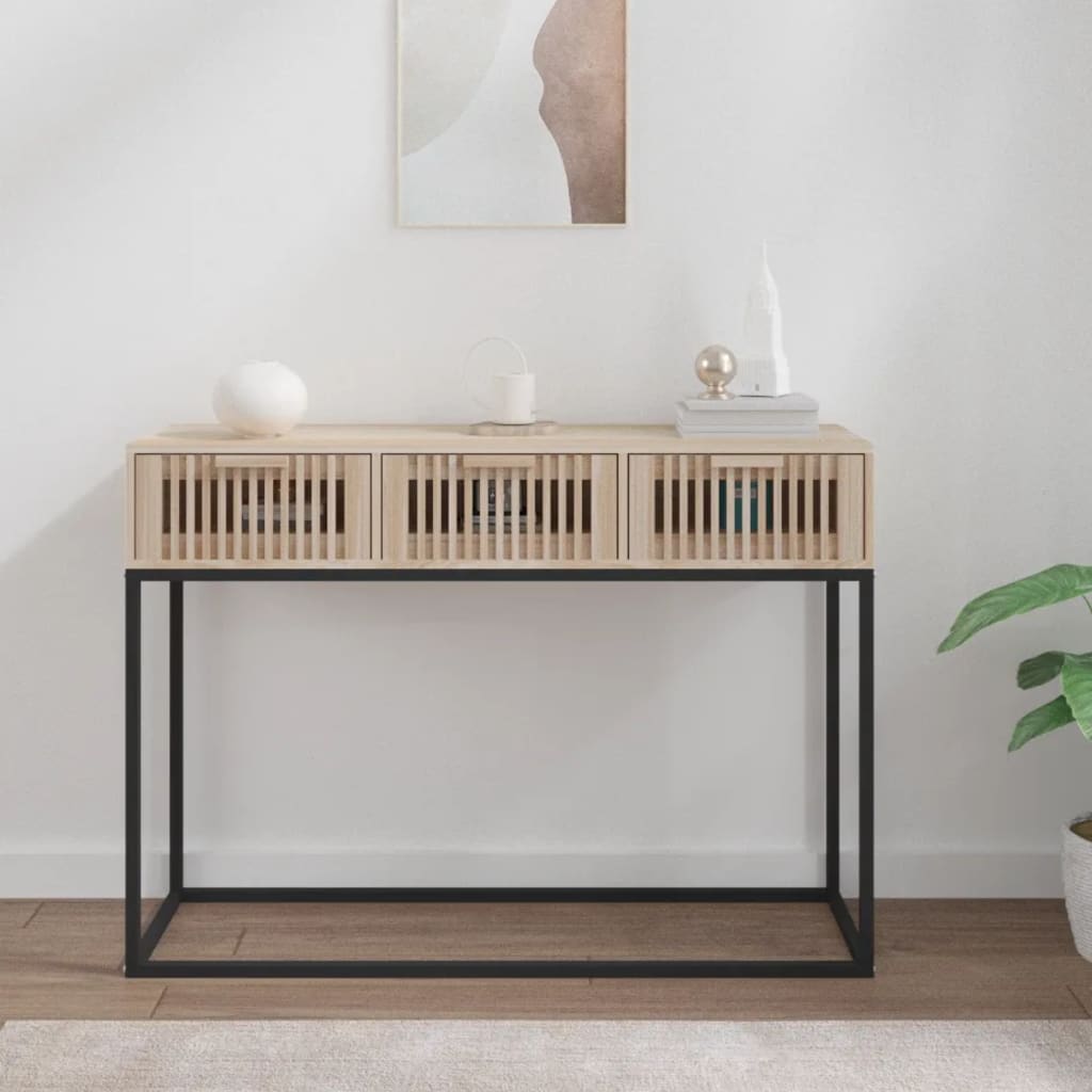 vidaXL Table console 105x30x75 cm en bois d'ingénierie et fer