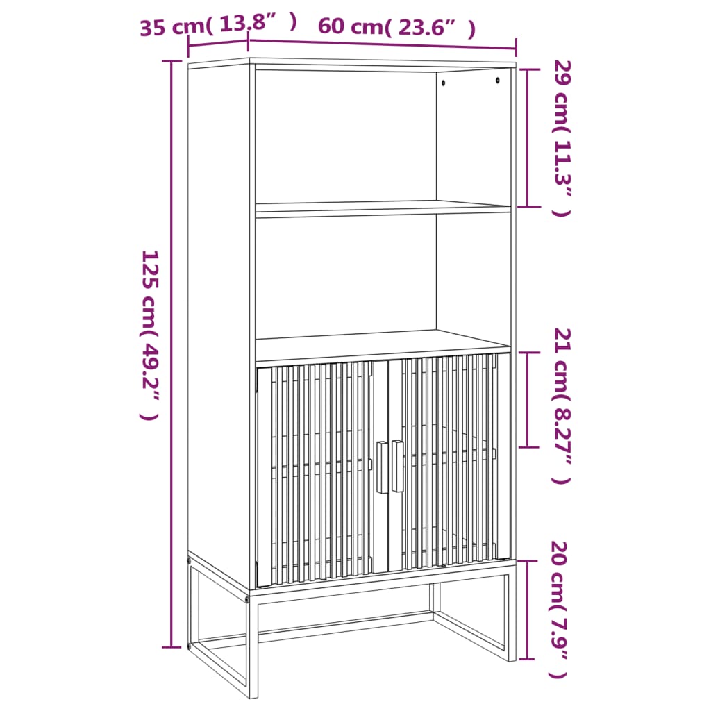 vidaXL Buffet haut 60x35x125 cm Bois d'ingénierie