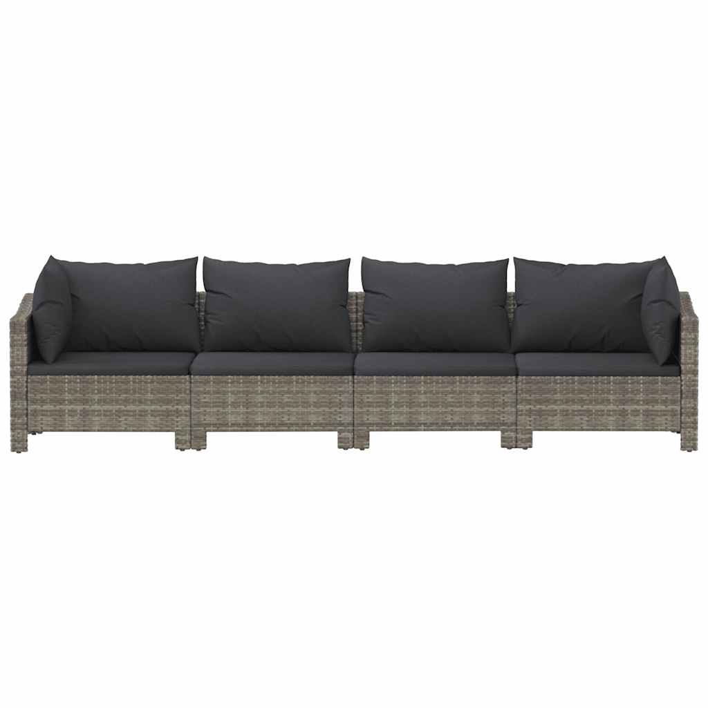 vidaXL Salon de jardin 4 pcs avec coussins Gris Résine tressée