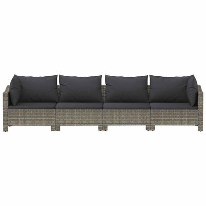 vidaXL Salon de jardin 4 pcs avec coussins Gris Résine tressée