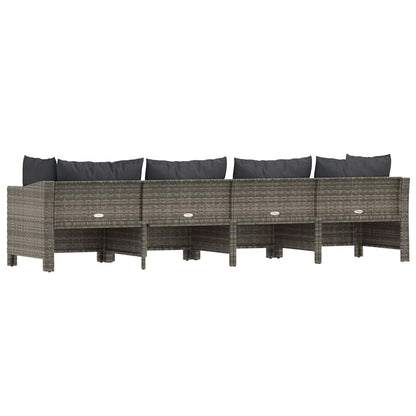 vidaXL Salon de jardin 4 pcs avec coussins Gris Résine tressée